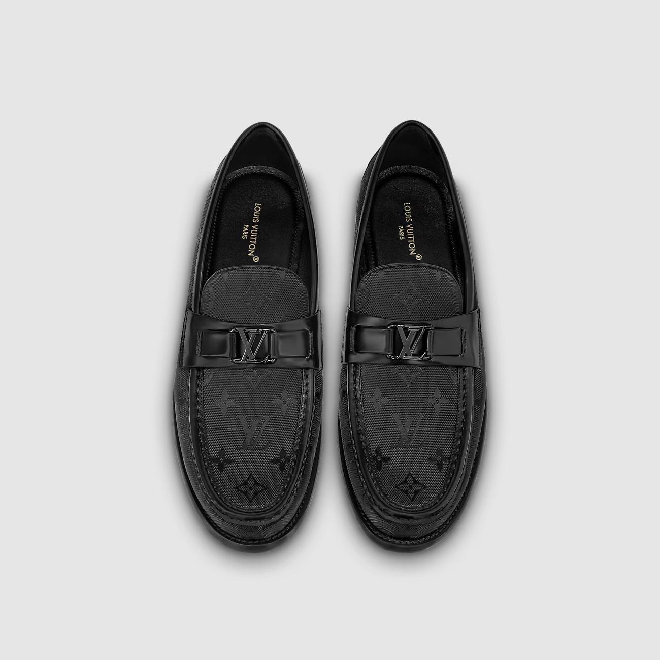 Giày Louis Vuitton Moccasin Major Nam Đen Xanh Denim